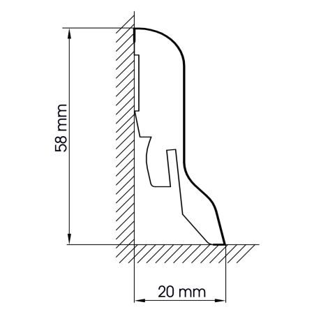 Schwarz - Sockelleiste 58mm Classic