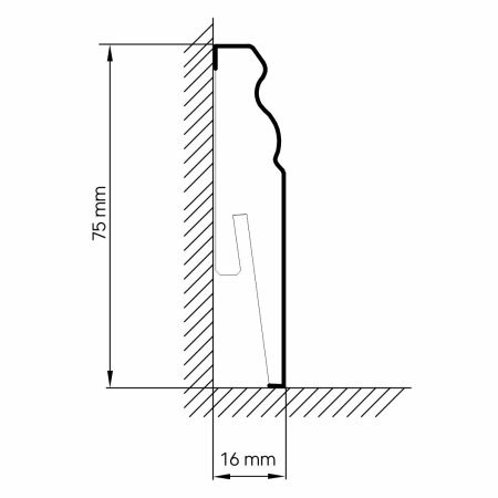 Weisse - Sockelleiste 75 mm Hamburger Profil