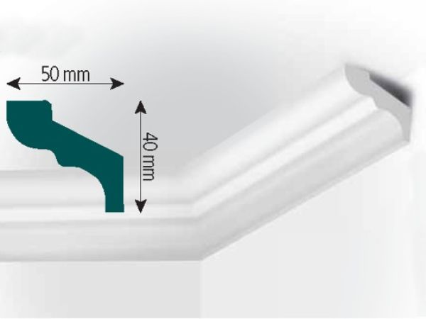 Stuckleiste | Zierprofil | Mod. M 1 | 50 x 40 mm |  2,0m Länge