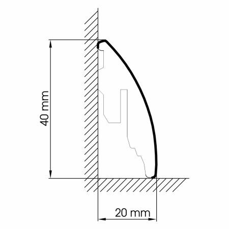 Silber Matt - Sockelleiste 40mm Softline