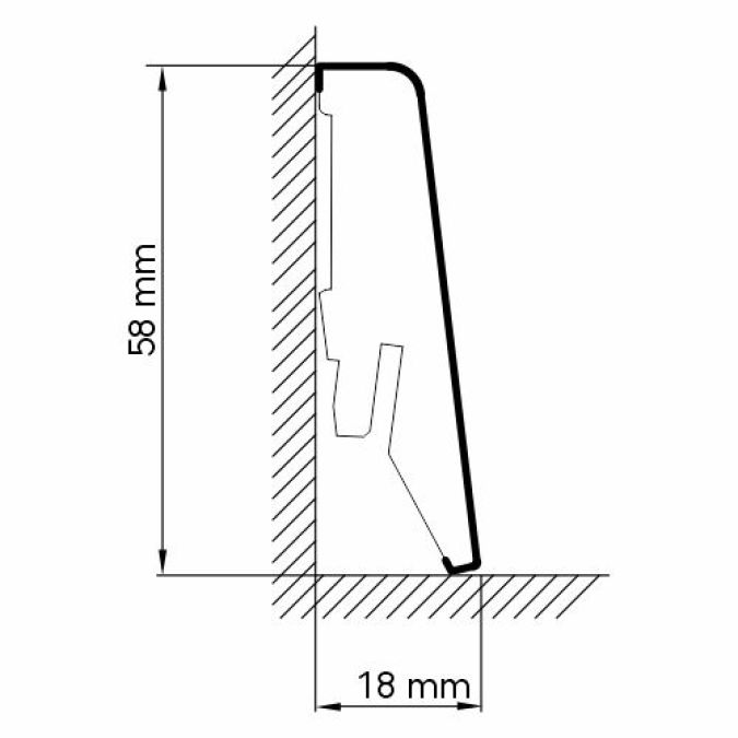 Sockelleiste 58mm Cube K58C | Eiche Grau