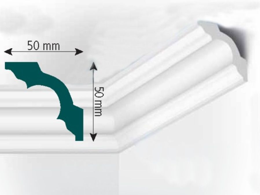 Stuckleiste | Zierprofil | Mod. M 2 | 50 x 50 mm | 2,0m Länge