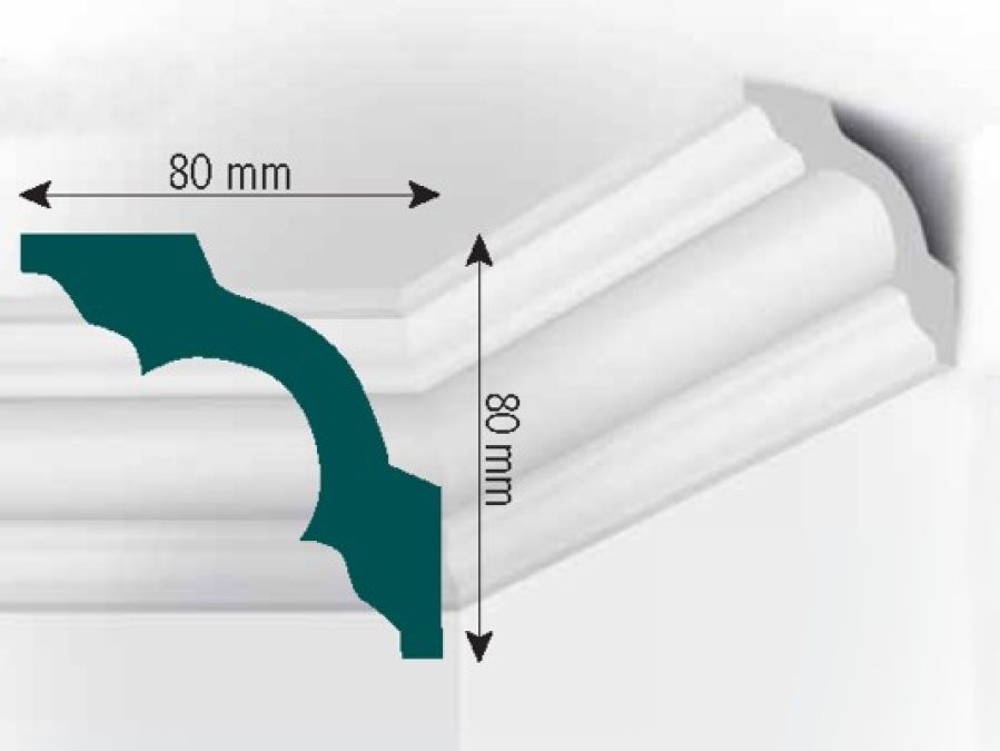 Stuckleiste | Zierprofil | Mod. M 8 | 80 x 80 mm | 2,0m Länge